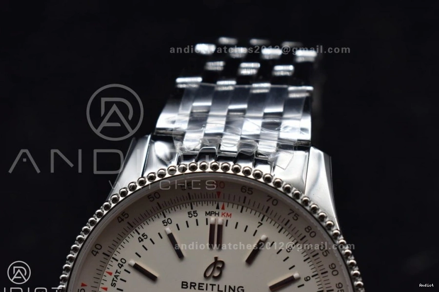 Navitimer SS Bracelet RG Edition 1 on A2824 White 1:1 Best SS Bezel Dial V7F 0109